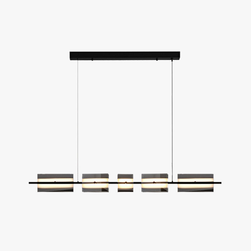 Evette Modern Nordic Linear Copper/Glass Pendant Light, Brass/Black