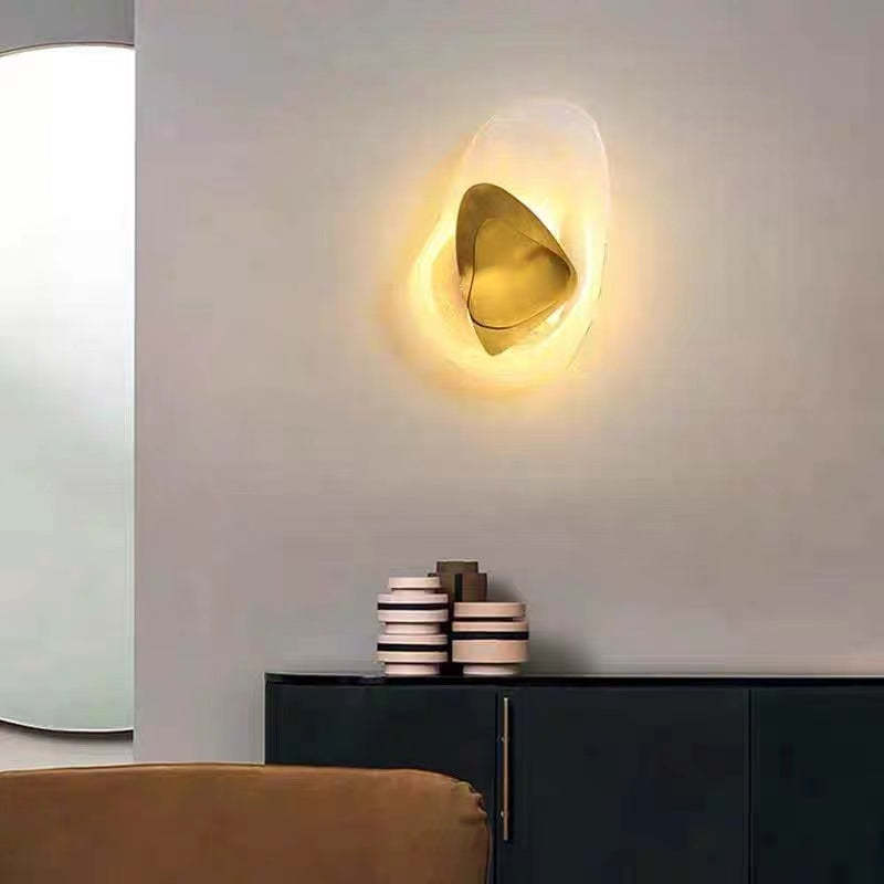 Chan Art Deco Irregular Metal/Acrylic Wall Lamp, Black/Gold