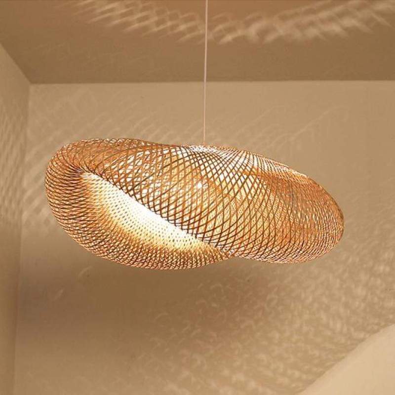 Muto Modern Pendant Light For Dining Room/Kitchen Island, Bamboo