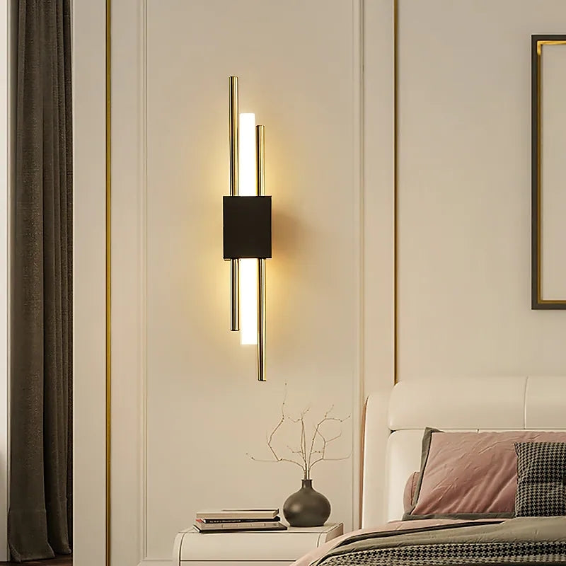 Alana Modern Bar Metal LED Wall Lamp, Black/Gold