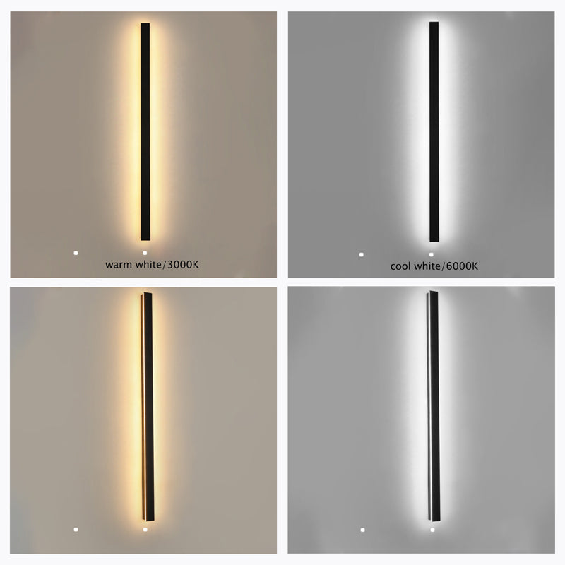 Edge Ripple Minimalist Linear Metal Outdoor Wall Lamp Black Balcony/Terrace