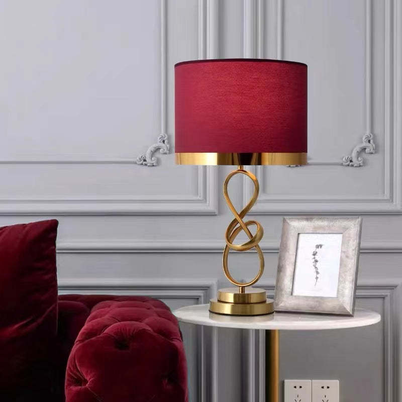 Sano Luxury Cylindrical Metal/Fabric Floor Lamp, White/Red