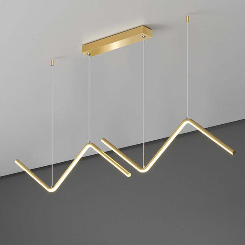 Louise Modern Wavy linear Pendant Light Double, Black/Gold