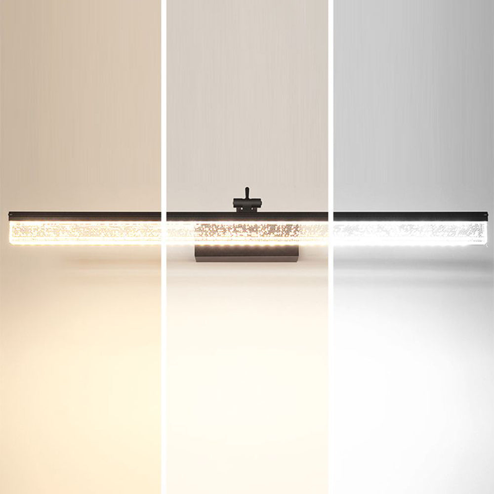 Edge Minimalist Linear Metal/Acrylic Mirror Front Vanity Wall Lamp, Black/White/Silver