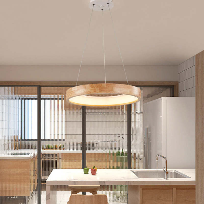 Ozawa Modern Ring Wood Pendant Light