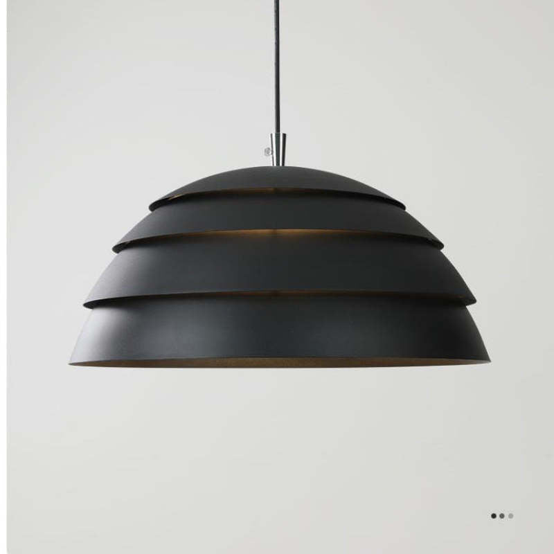 Nazifa Design Semi-Globe Metal Pendant Light, Black/White