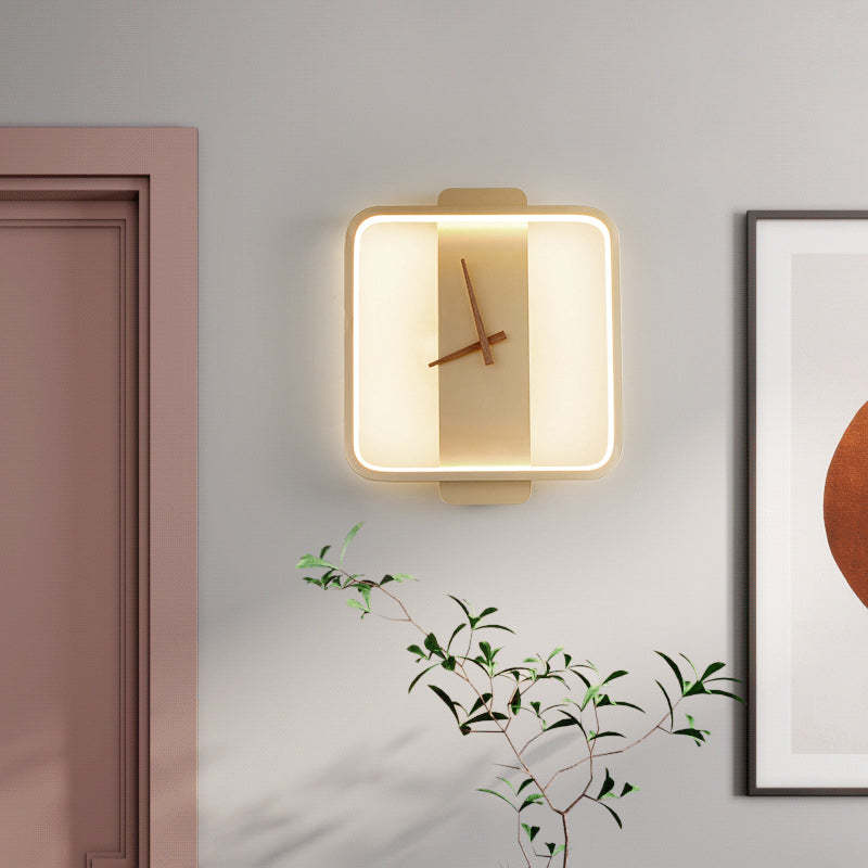 Morandi Nielsen Square Clock Metal & Acrylic Wall Lamp, Gold