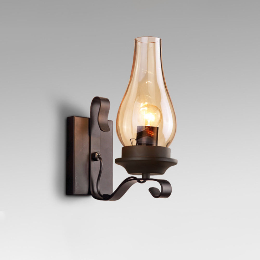 Alessio Vintage Candle Wood Metal Wall Lamp