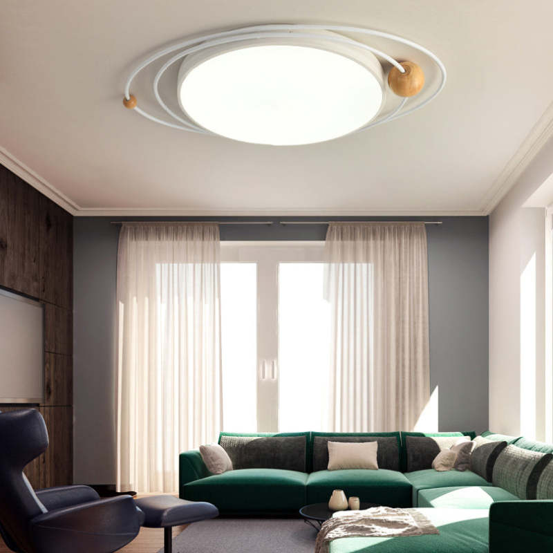 Quinn Modern Ceiling Light LED Metal/Wood White/Blue Living Room