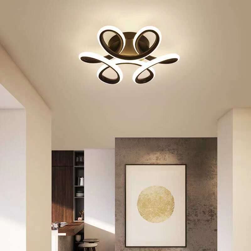 Lacey Modern Flower Shape Metal Ceiling Light, Black/White, Hallway