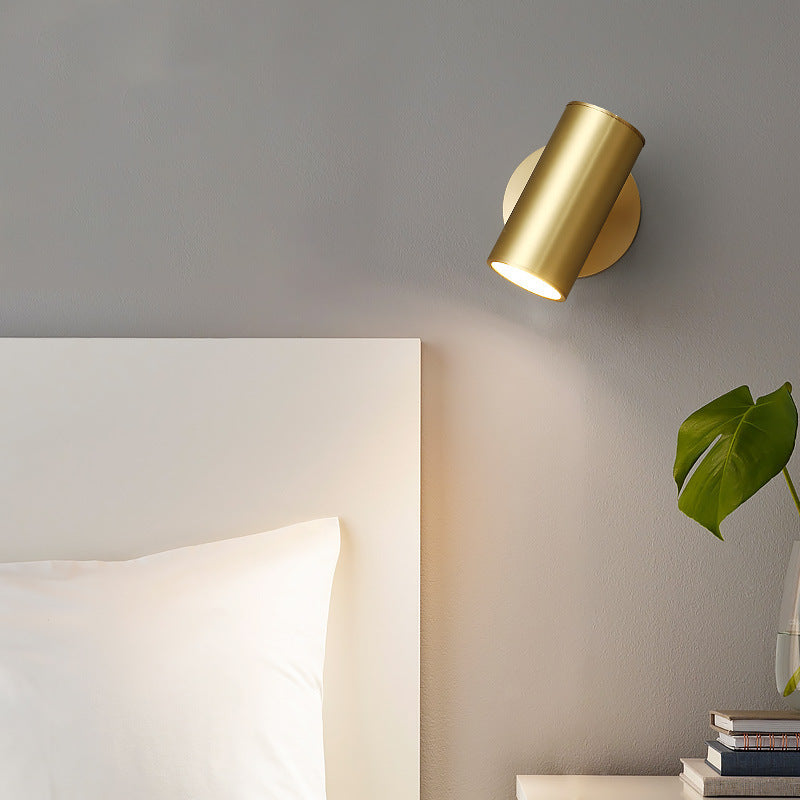 Freja Moden Spotlight Cylindrical Metal Wall Lamp, Gold/Black