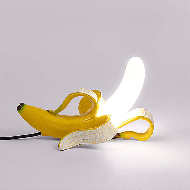 Celesta Creative Banana Resin/Glass Table Lamp, Yellow/Gold