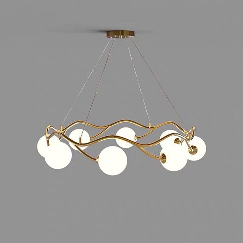 Valentina Modern Designe Wave Metal/Glass Pendant Light, White/Gold