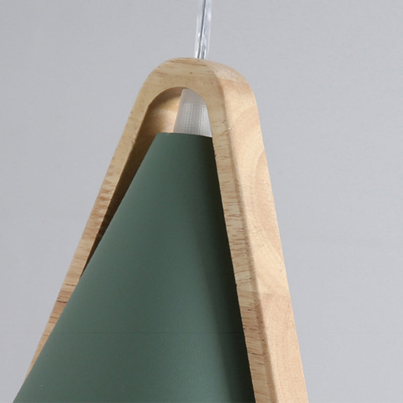 Morandi Modern Cone Pendant Light, Wood/Metal