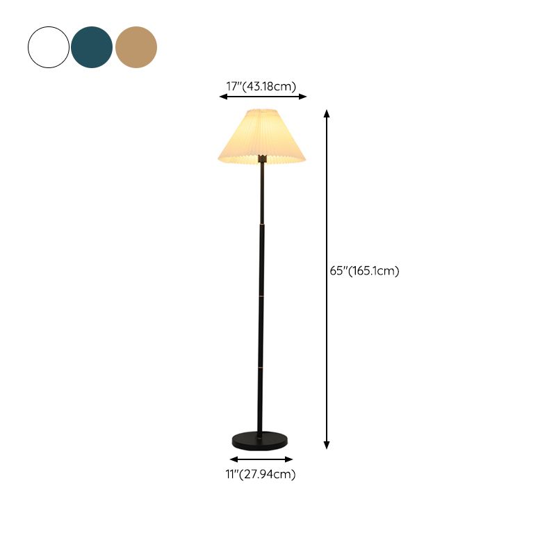 Ozawa Modern Pleated Metal Fabric Floor Lamp, White/Green/Apricot