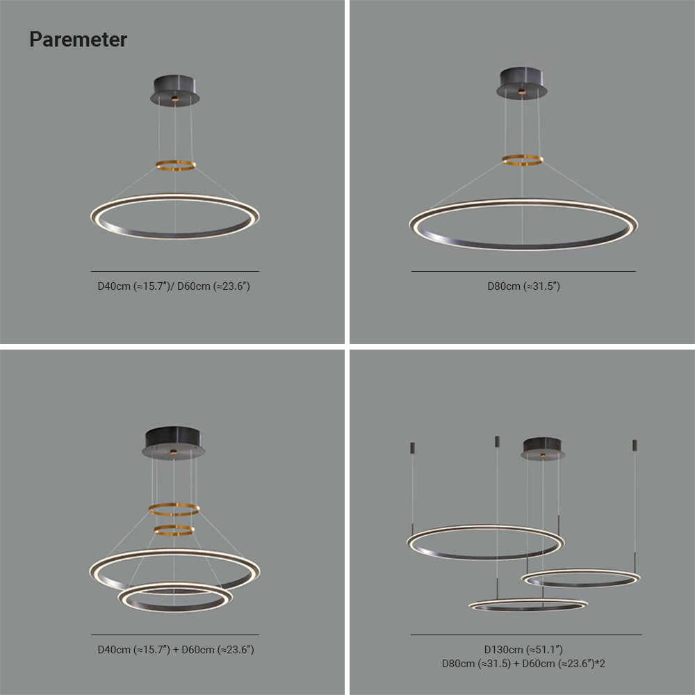 Arisha Minimalist Ring Metal Pendant Light, Black