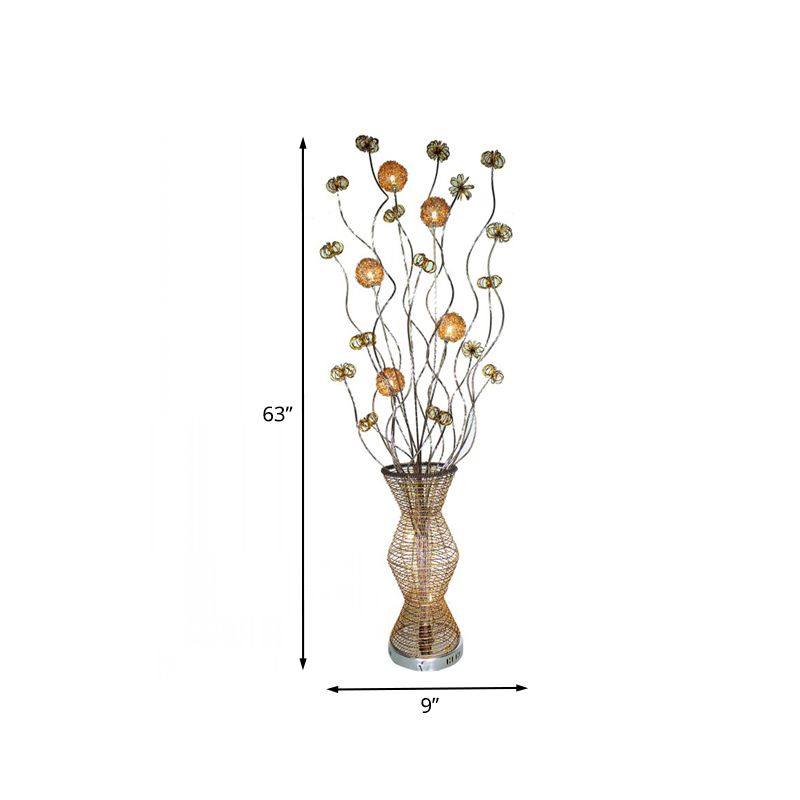 Bella Scandinavian Style Art Deco Handmade Metal Vase Gold Floor Lamp