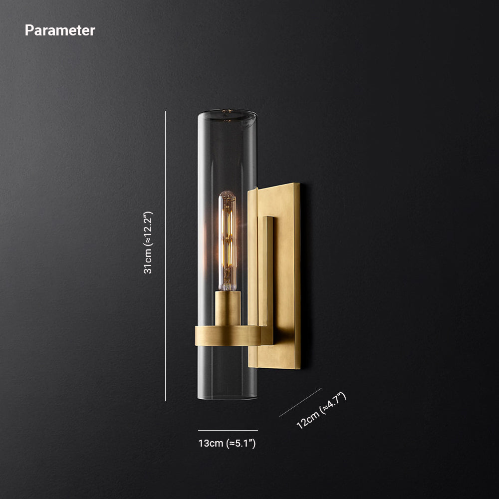 Leigh Glass Cylinder Modern Wall Light, Black/Gold/Sliver