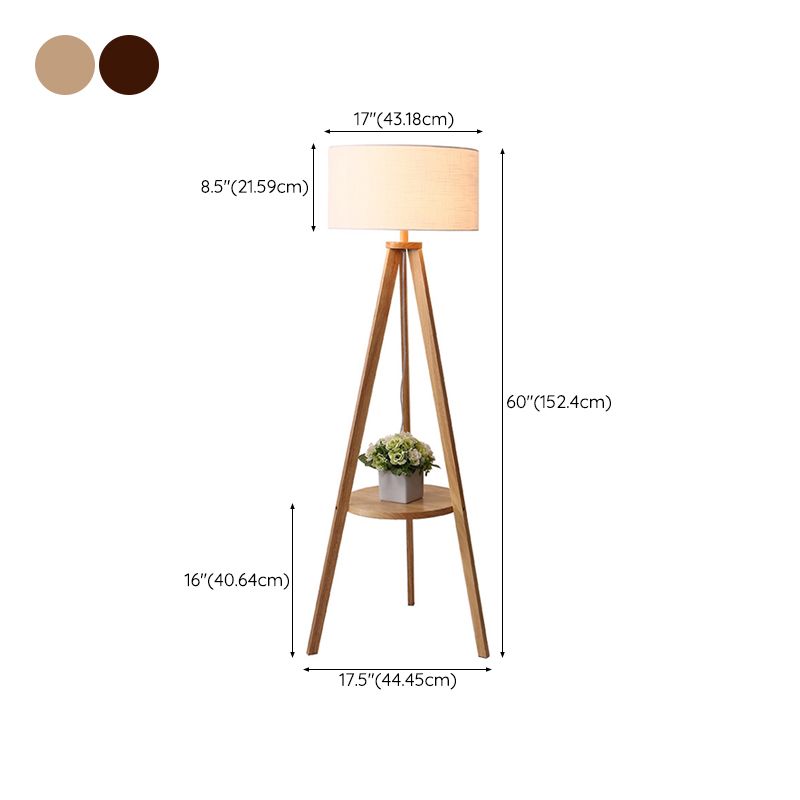 Ozawa Floor Lamp Triangle Vintage, Wooden/Fabric, , Living Room