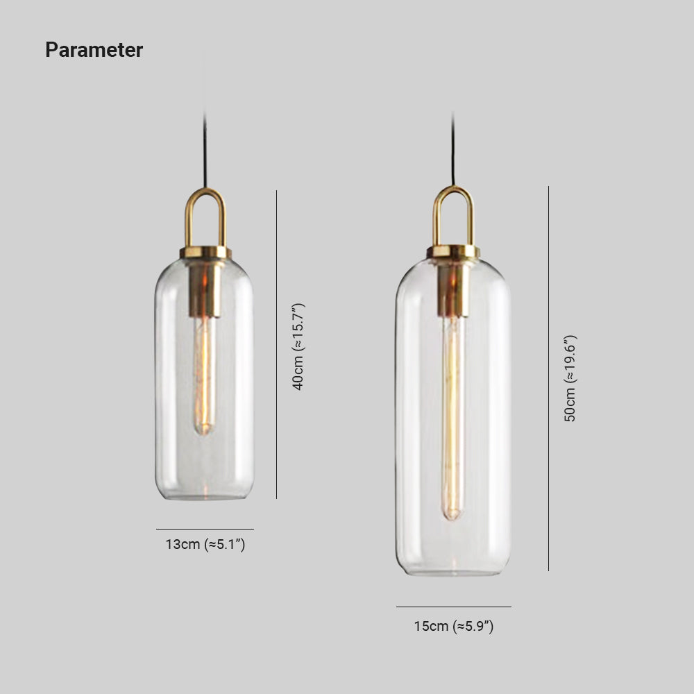 Hailie Clear& Glass Cylinder Pendant Light, 2 Color