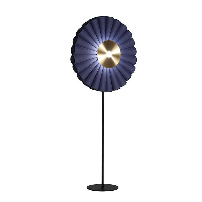 Chan Flower Metal/Artificial Paper Floor Lamp, White/Blue
