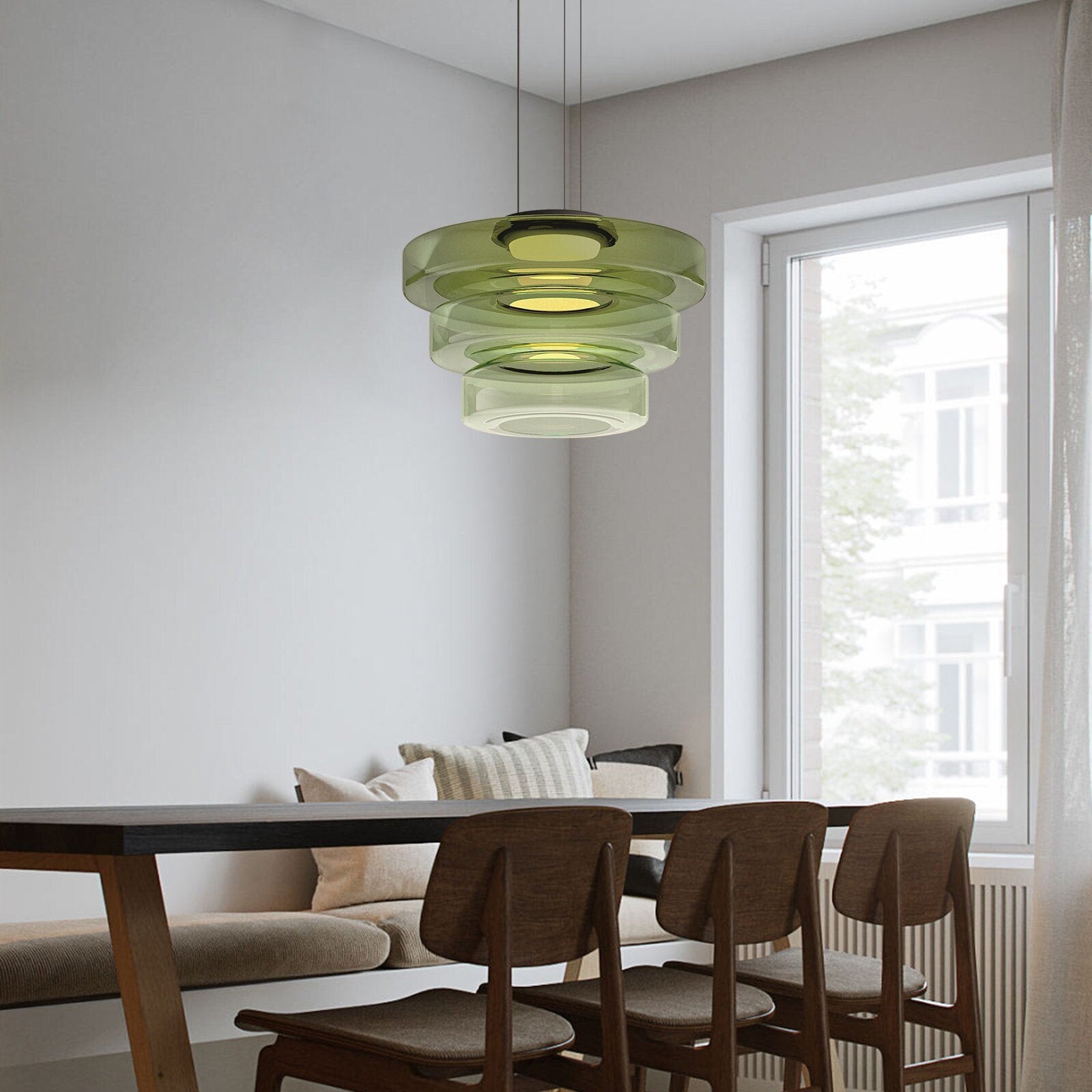 Hailie Modern Kitchen Island Glass Pendant Light Living Room