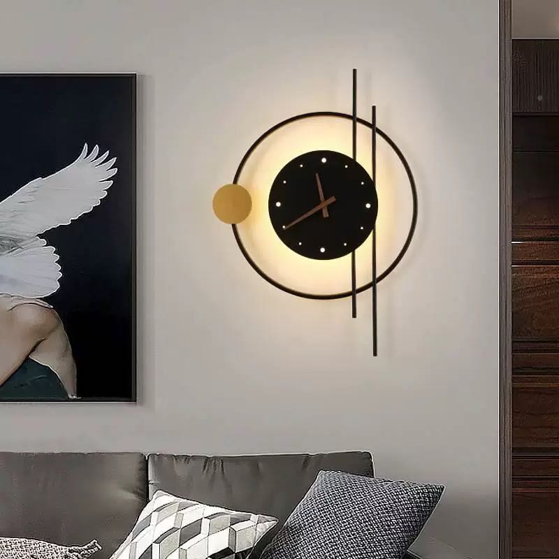 Nielsen Wall Lamp Clock, Black & Gold,  Iron & Acrylic