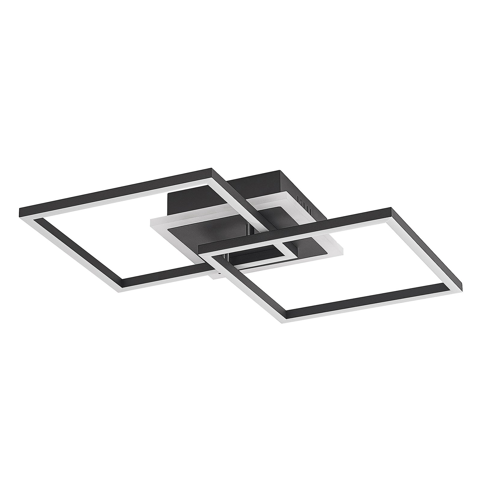 Lacey Modern Square Metal/Acrylic Flush Mount Ceiling Light, Silver/Black