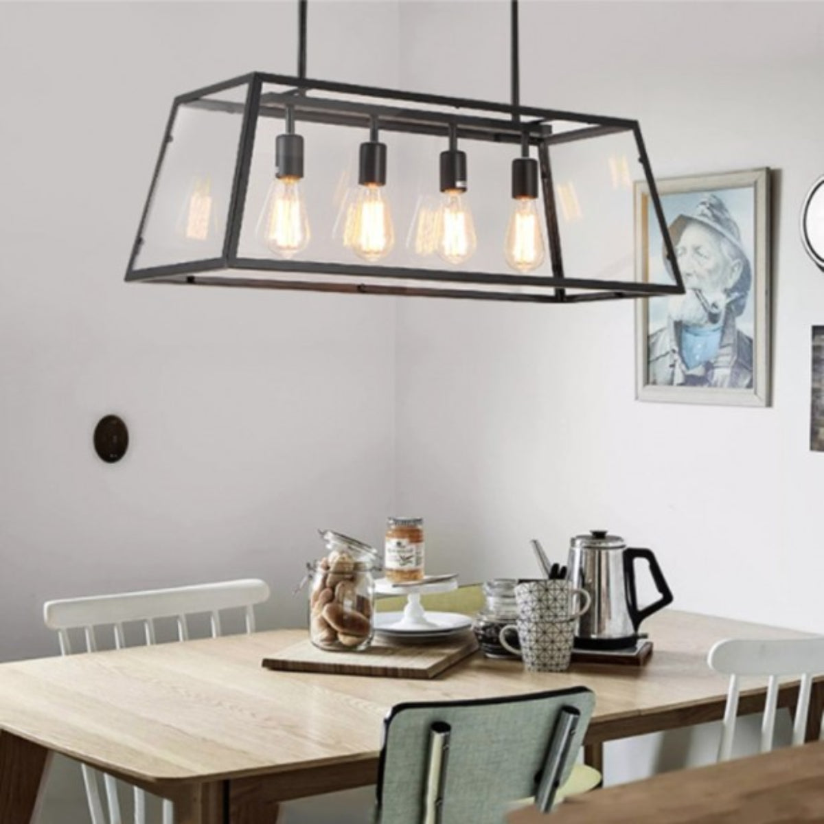 Austin Industrial LED Modern Pendant Light Glass Metal Kitchen Bedroom Living Room