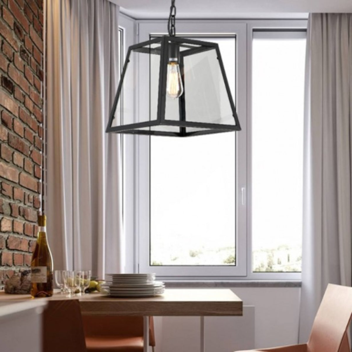 Austin Industrial LED Modern Pendant Light Glass Metal Kitchen Bedroom Living Room