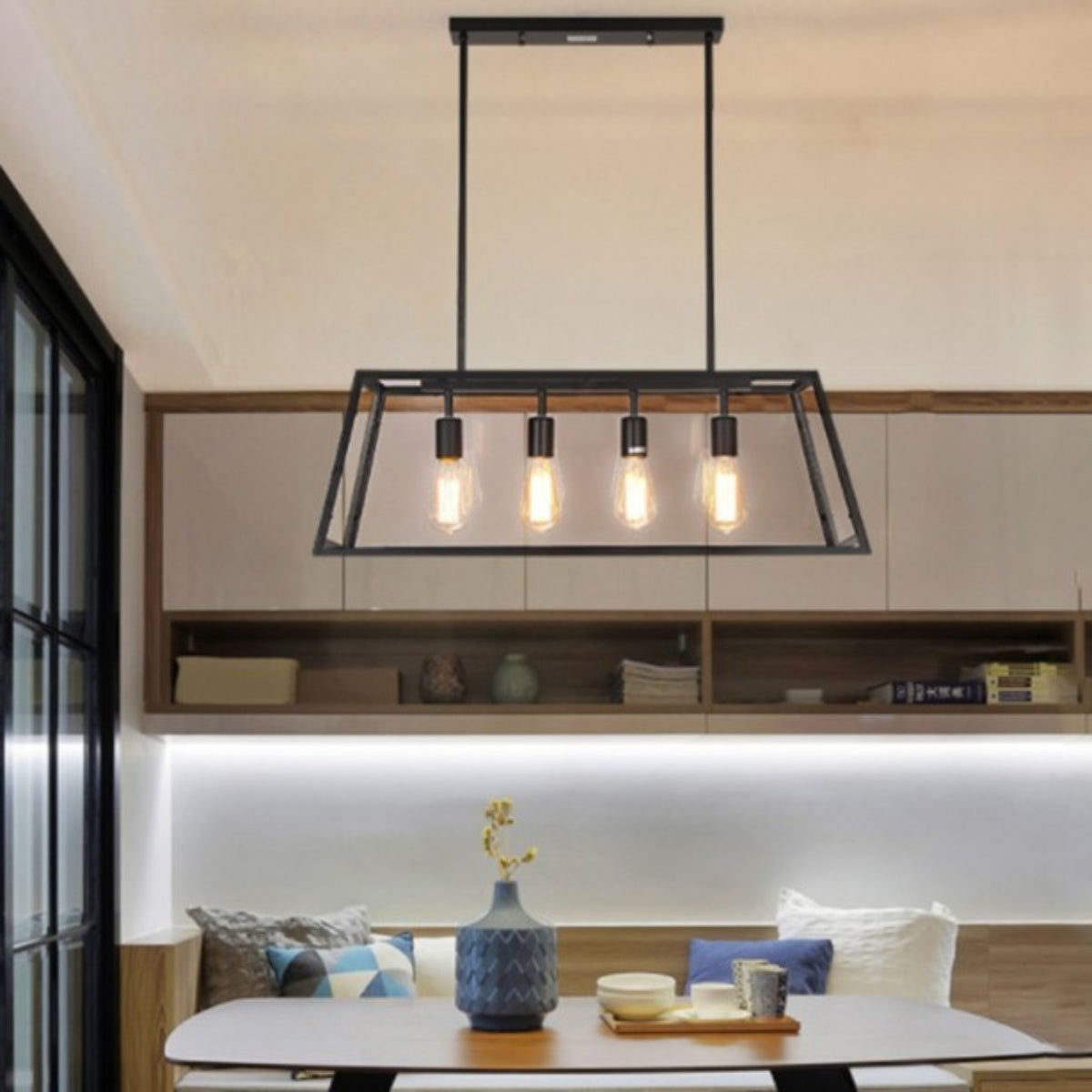 Austin Industrial LED Modern Pendant Light Glass Metal Kitchen Bedroom Living Room