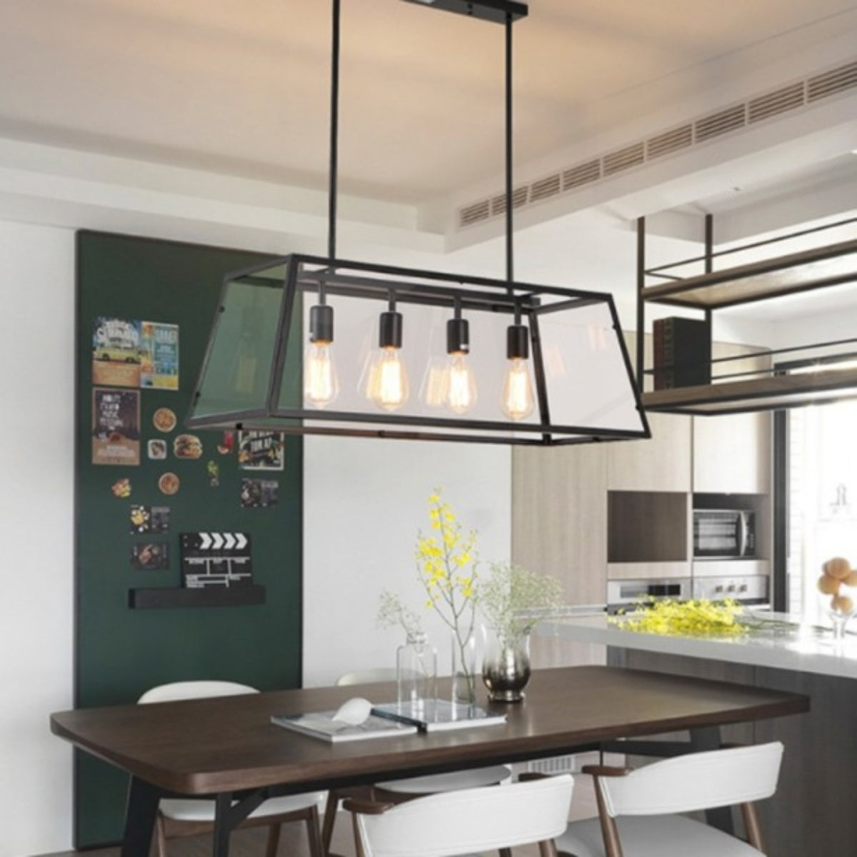 Austin Industrial LED Modern Pendant Light Glass Metal Kitchen Bedroom Living Room