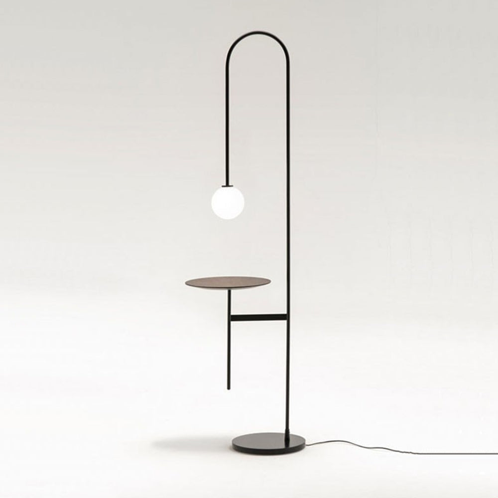 Valentina Minimalist Metal/Marble/Glass Floor Lamp With Table