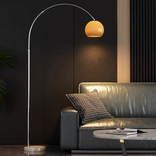 Modern Floor Arc Lamp Metal Orange/ White Living Room | Las Sola