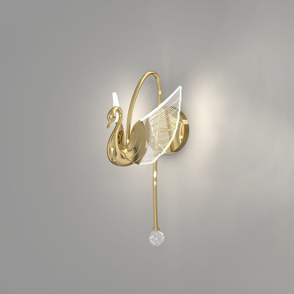 Kady Art Deco Swan Acrylic/Metal Wall Lamp, Gold/Rose Gold