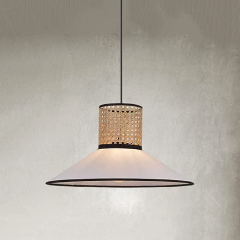 Ritta Modern Rattan/FabricPendant Light, White